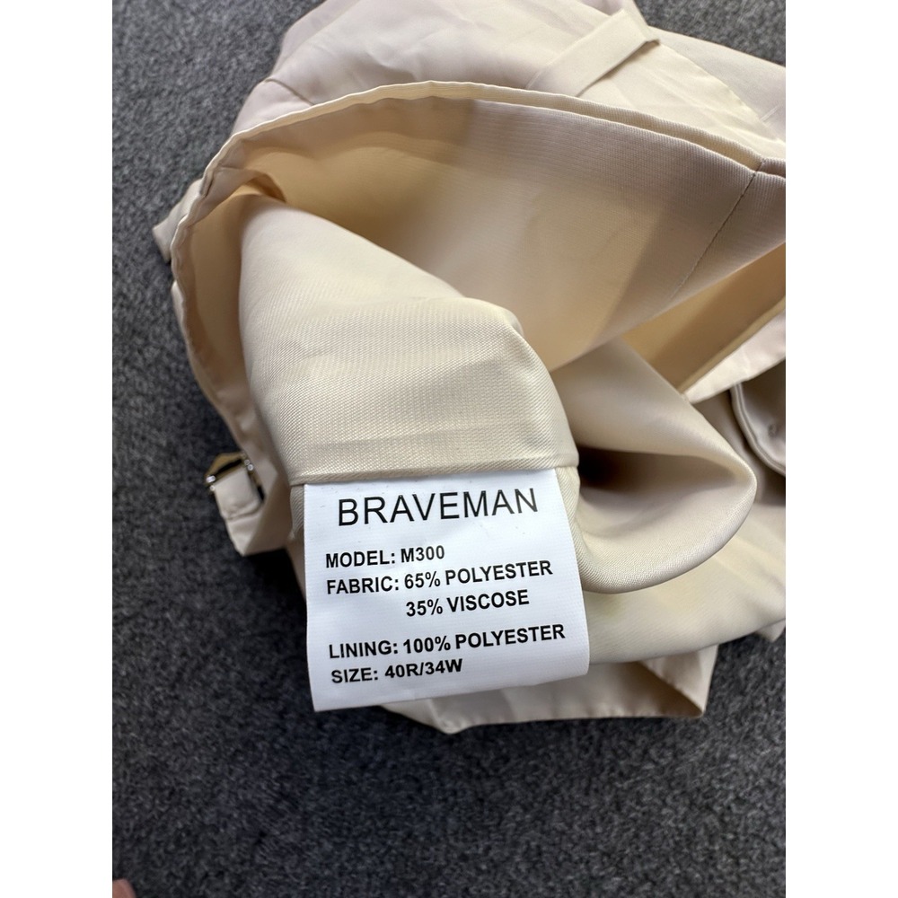 Braveman Vest‎ Mens 40R 34W Beige M300 Adjustable Back Lined Buttons Suit Formal - Picture 8 of 14